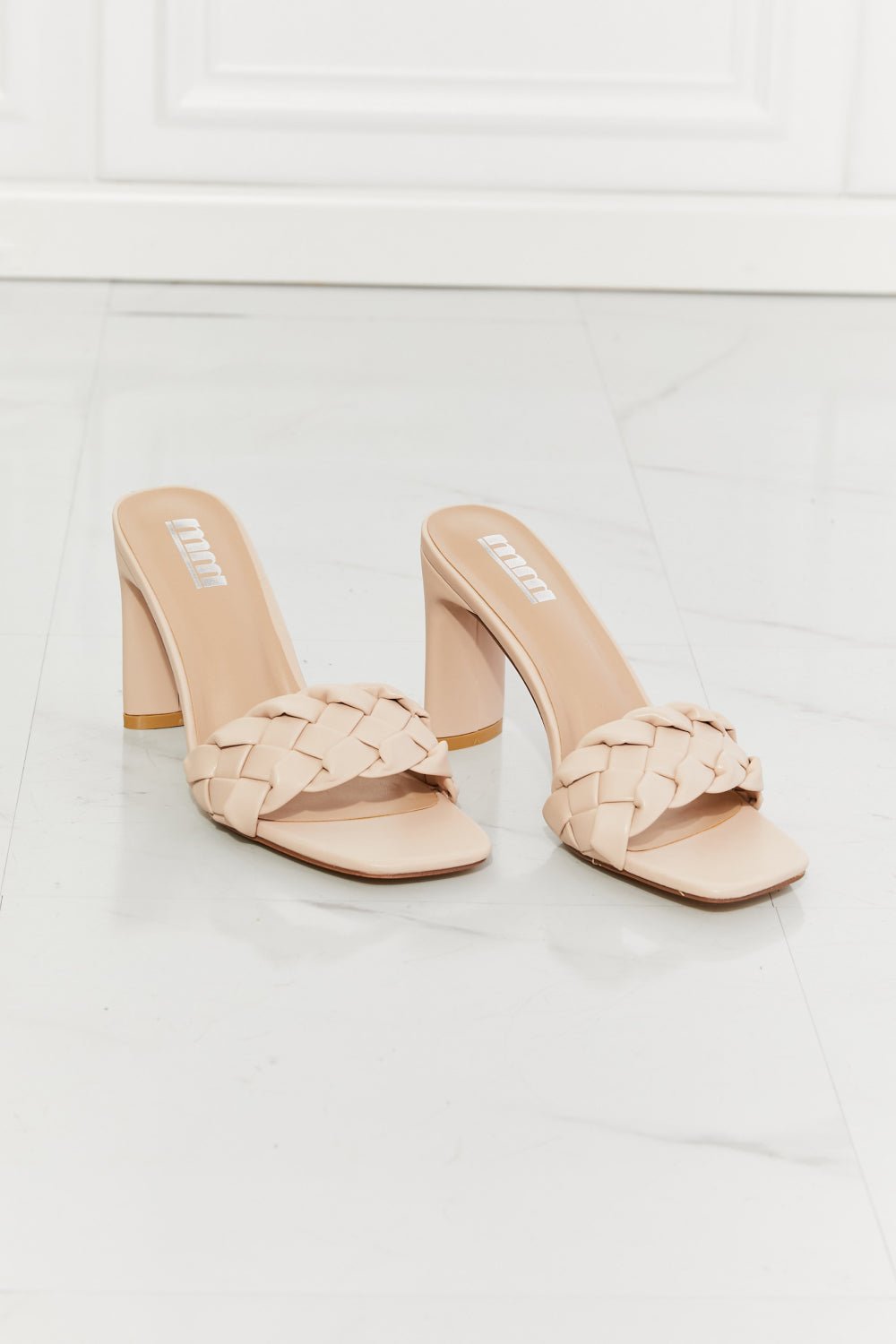 Beige Braided Block Mules - Bella Blue Styles