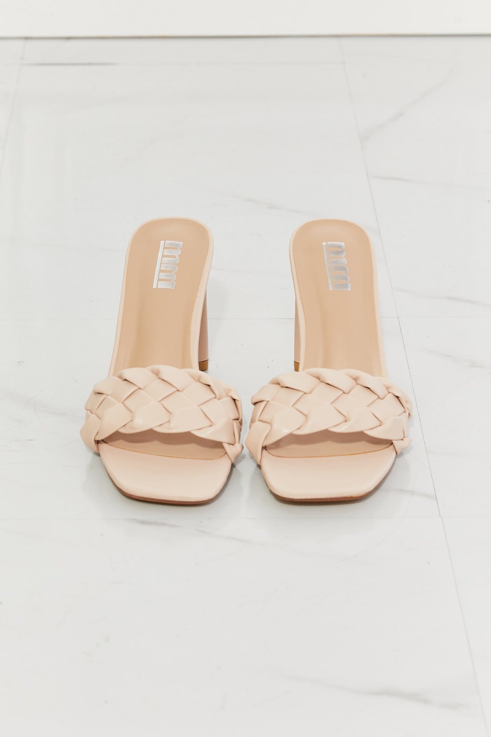 Beige Braided Block Mules - Bella Blue Styles