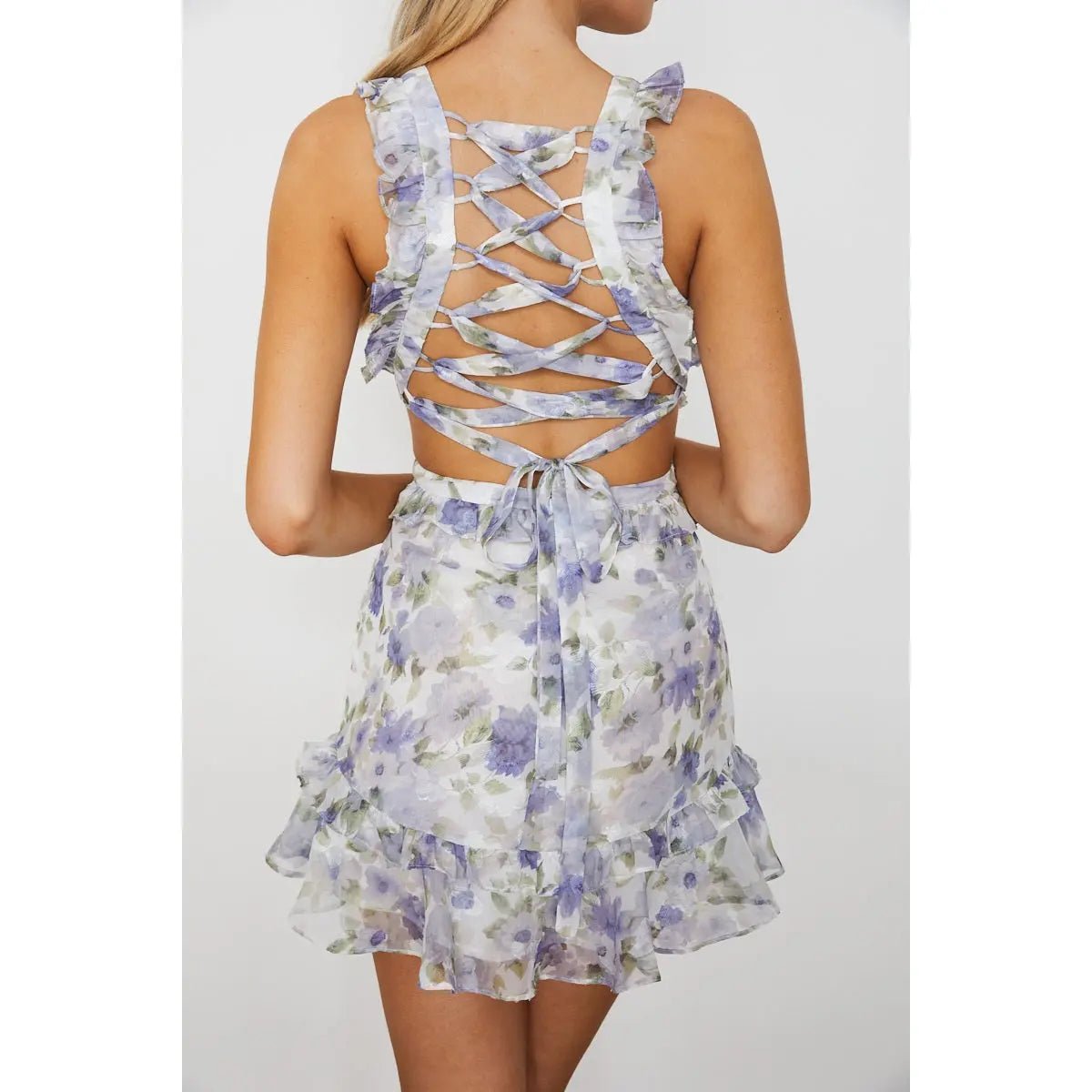 Bella Floral Ruffle Dress Mini - Bella Blue Styles