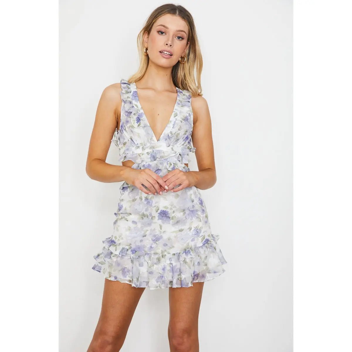 Bella Floral Ruffle Dress Mini - Bella Blue Styles