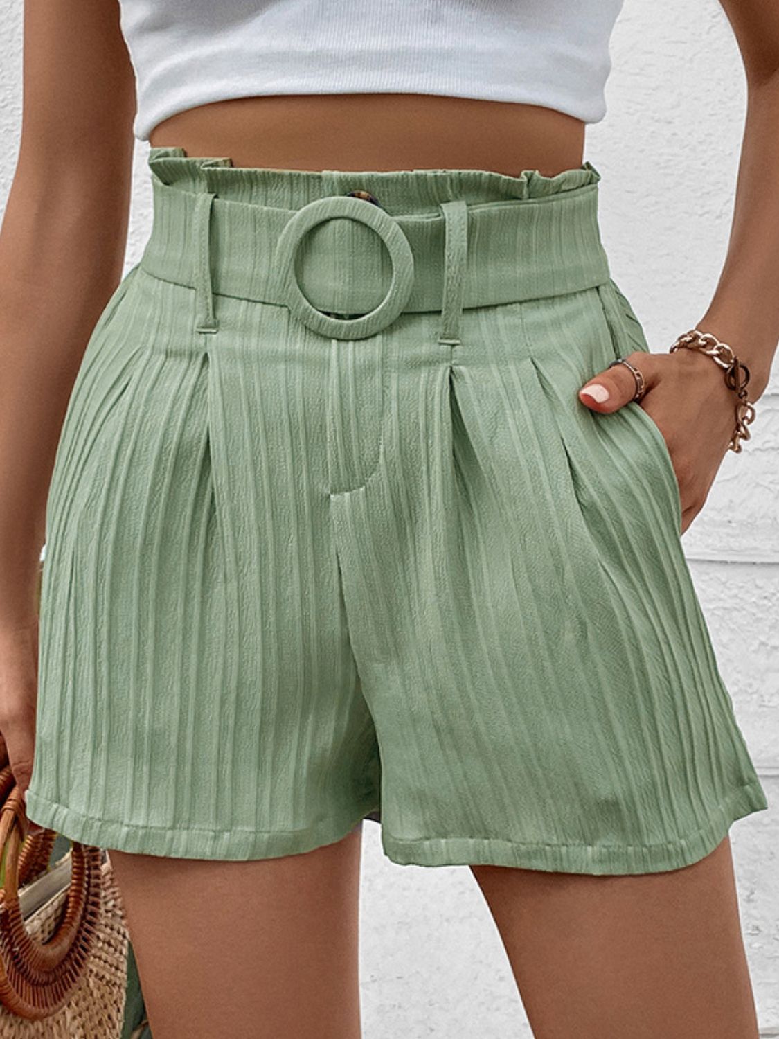 Belted Shorts with Pockets - Bella Blue Styles