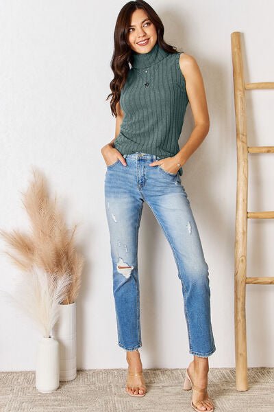 Bestie Ribbed Turtleneck Tank - Bella Blue Styles