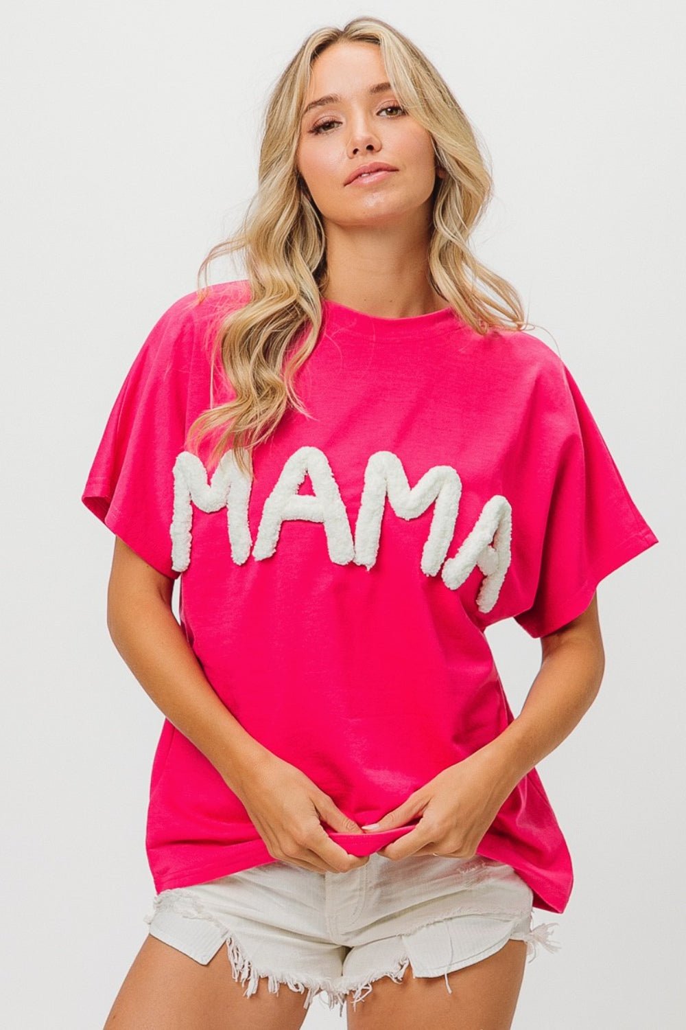 BiBi Round Neck Short Sleeve MAMA T-Shirt - Bella Blue Styles