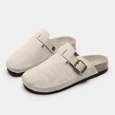 Birk Boston Dupe Suede Closed Toe Buckle Slide - Bella Blue Styles