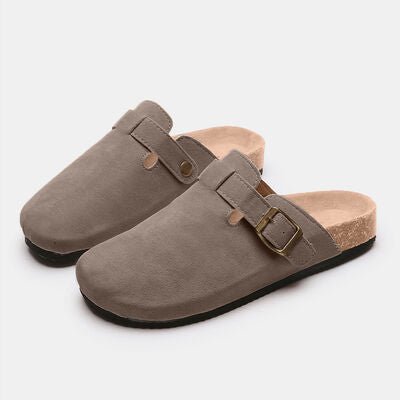 Birk Boston Dupe Suede Closed Toe Buckle Slide - Bella Blue Styles