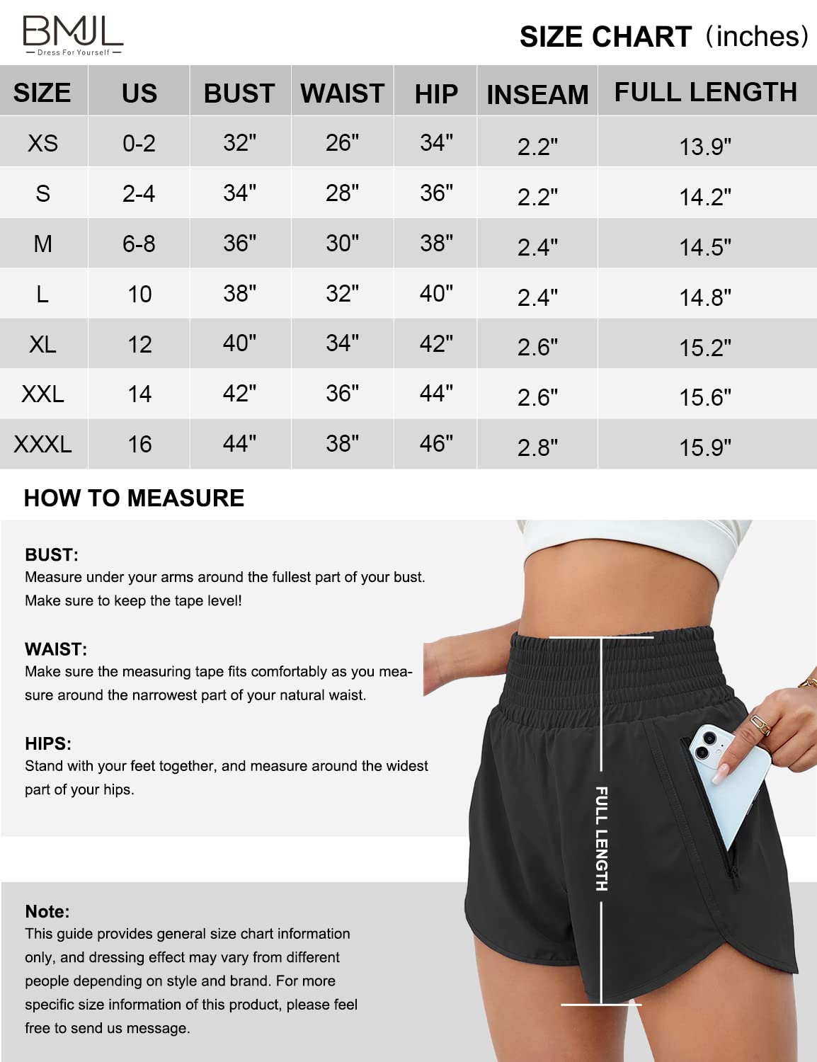 BMJL Women's Athletic Shorts High Waisted Running Shorts Pocket Sporty Shorts Gym Elastic Workout Shorts(M,Black) - Bella Blue Styles