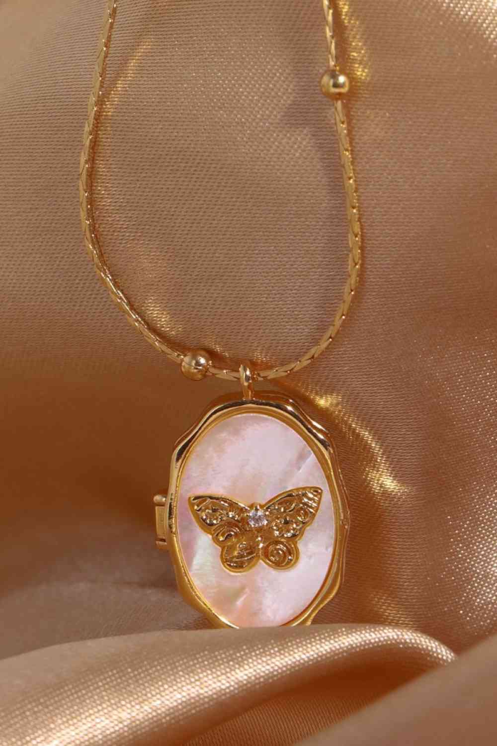 Butterfly Shell Pendant Copper Necklace - Bella Blue Styles