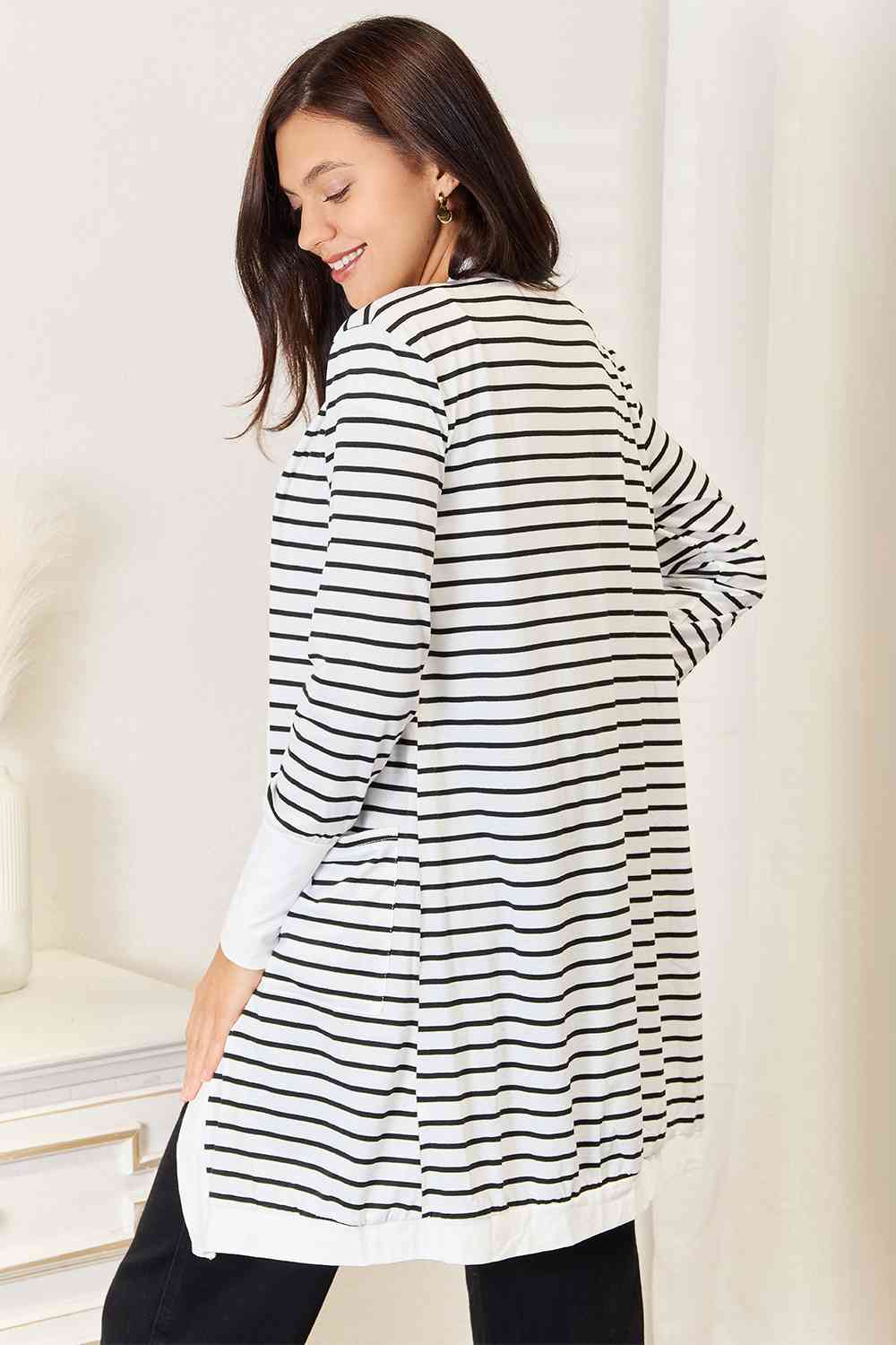 Carolina Striped Open Front Cardigan - Bella Blue Styles