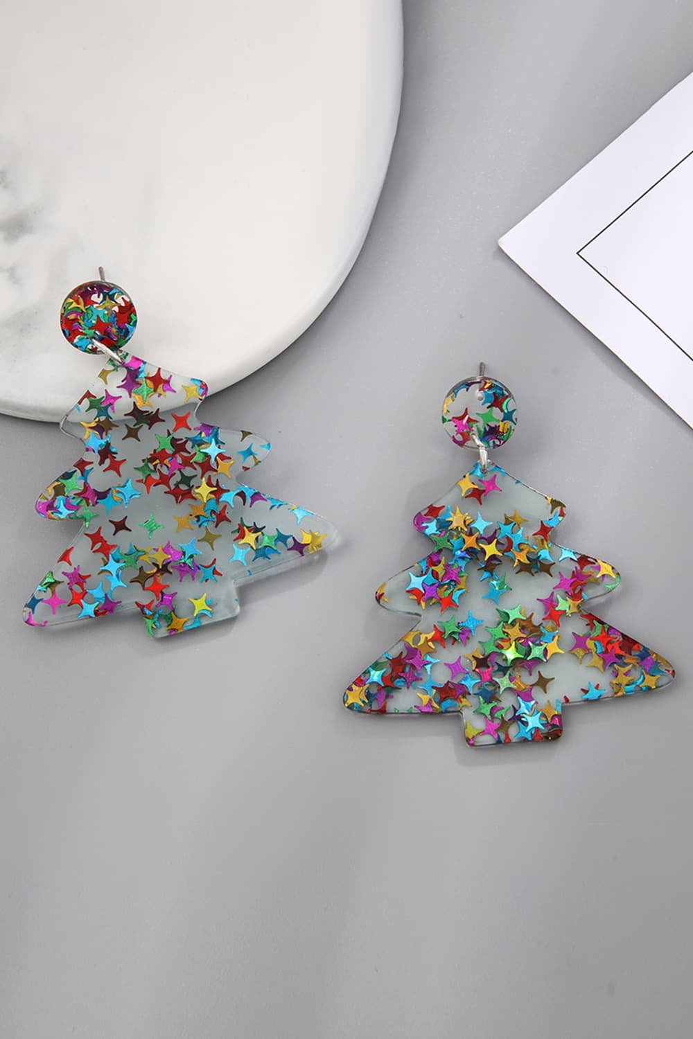 Christmas Tree Acrylic Earrings - Bella Blue Styles