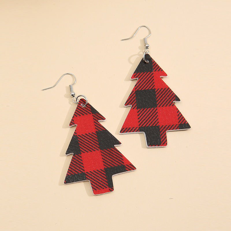 Christmas Tree PU Leather Dangle Earrings - Bella Blue Styles