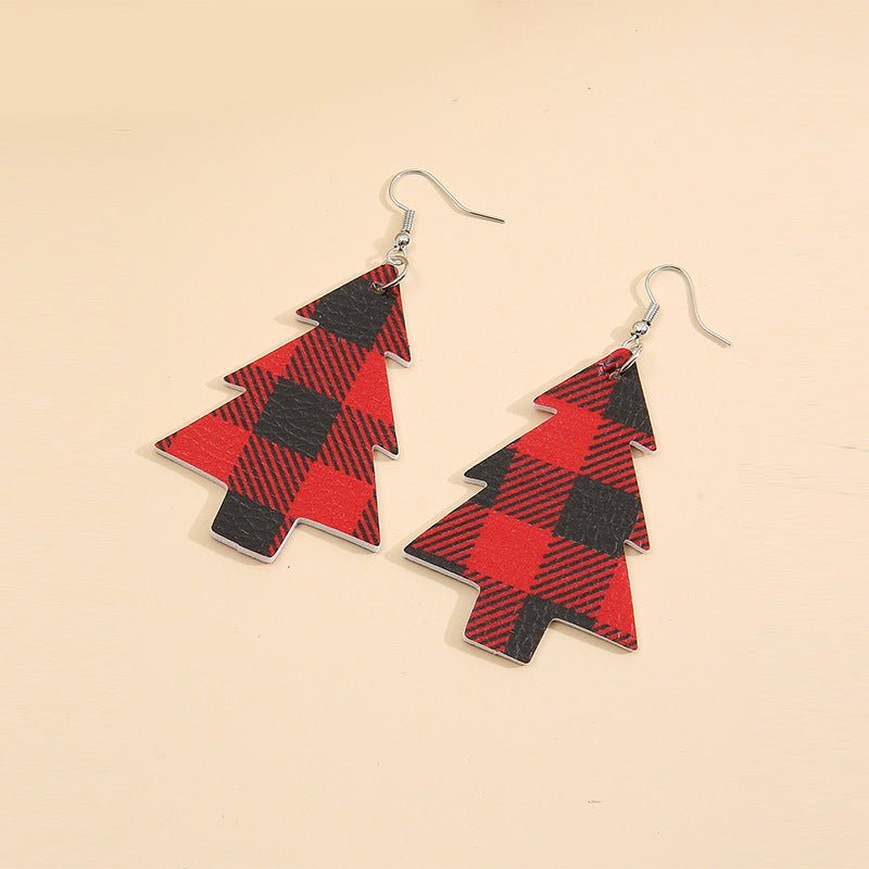 Christmas Tree PU Leather Dangle Earrings - Bella Blue Styles