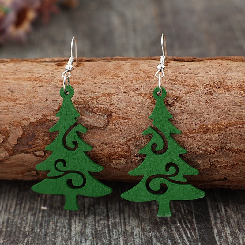 Christmas Tree Wooden Earrings - Bella Blue Styles