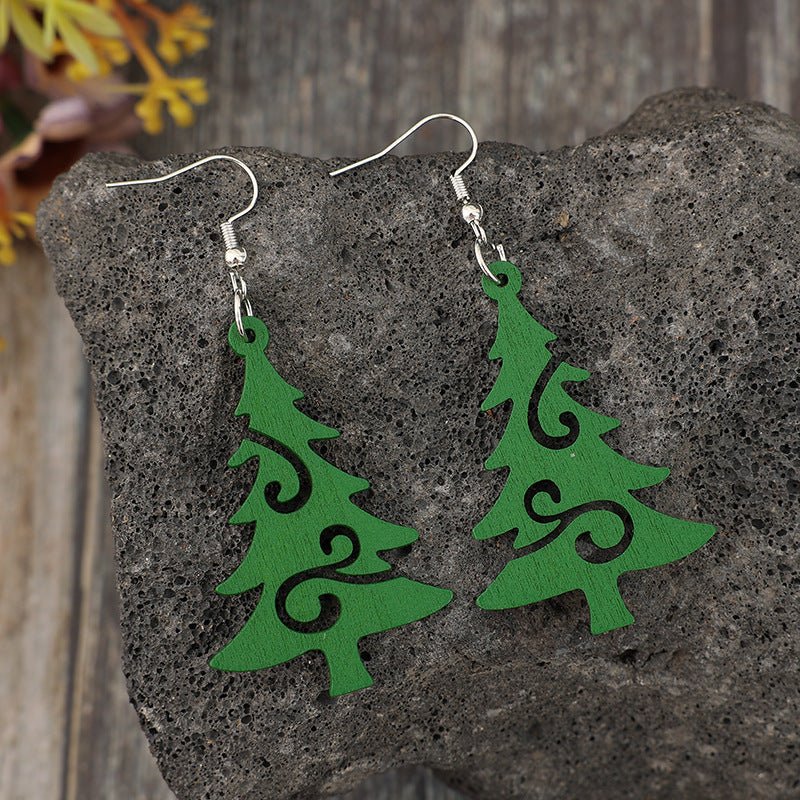 Christmas Tree Wooden Earrings - Bella Blue Styles