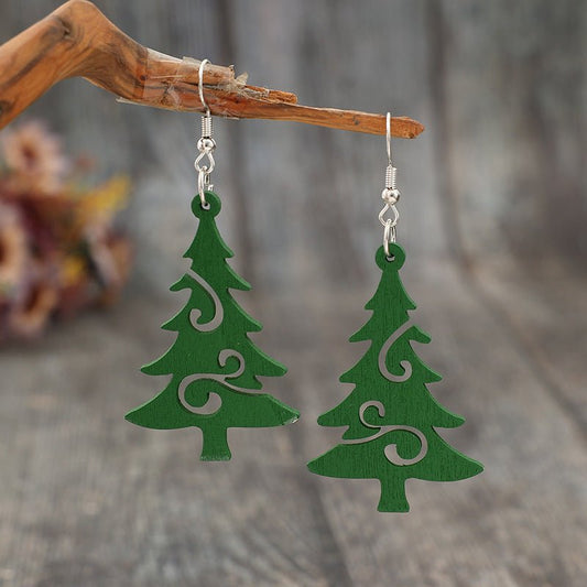 Christmas Tree Wooden Earrings - Bella Blue Styles