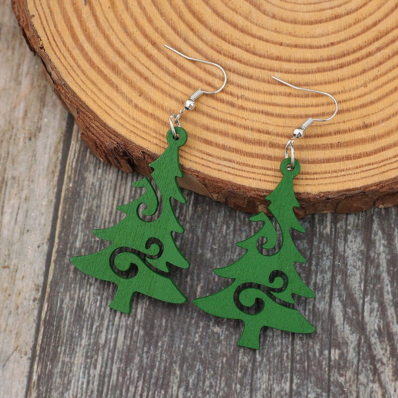 Christmas Tree Wooden Earrings - Bella Blue Styles