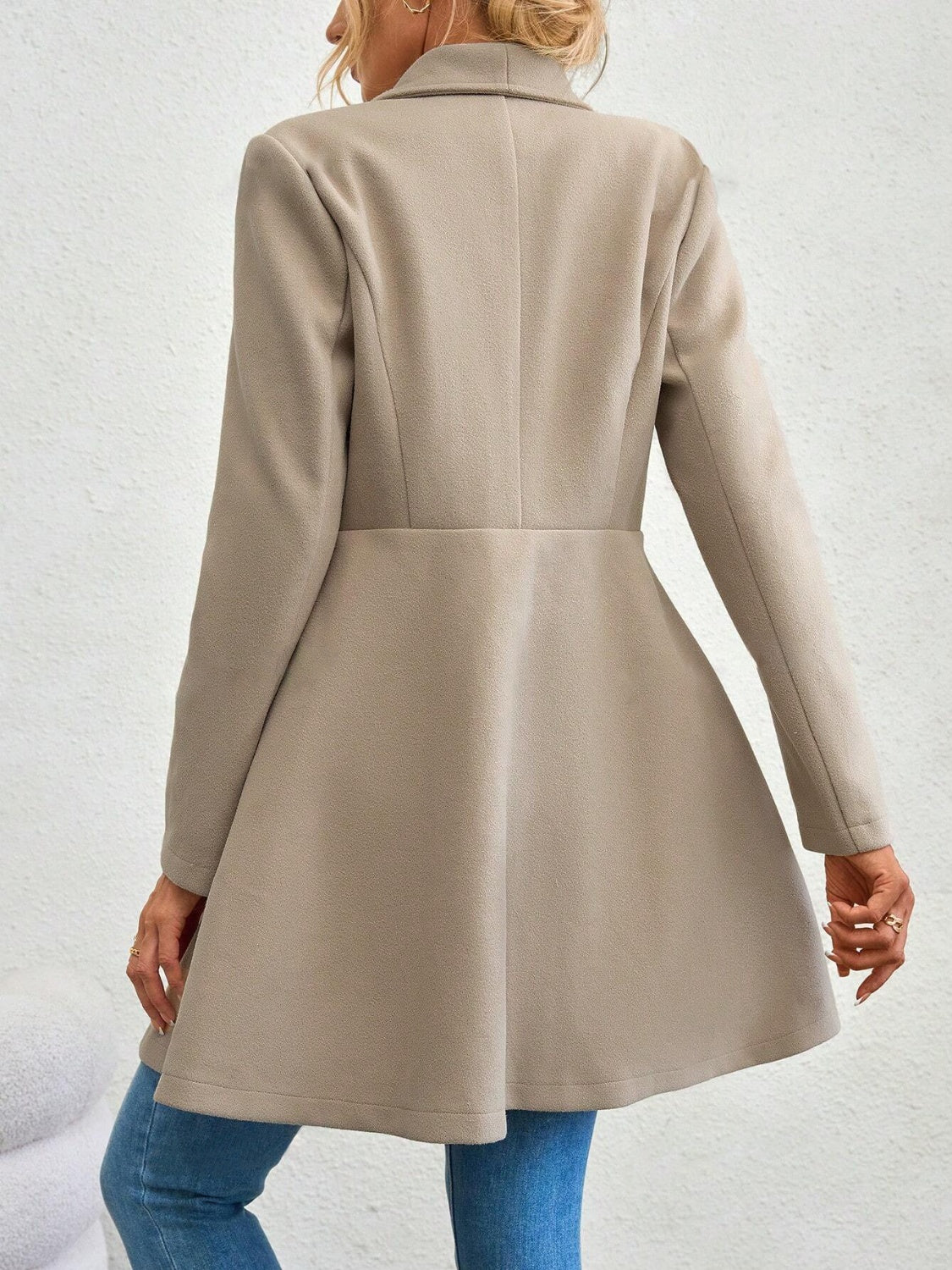 Collared Neck Button Up Long Sleeve Coat - Bella Blue Styles