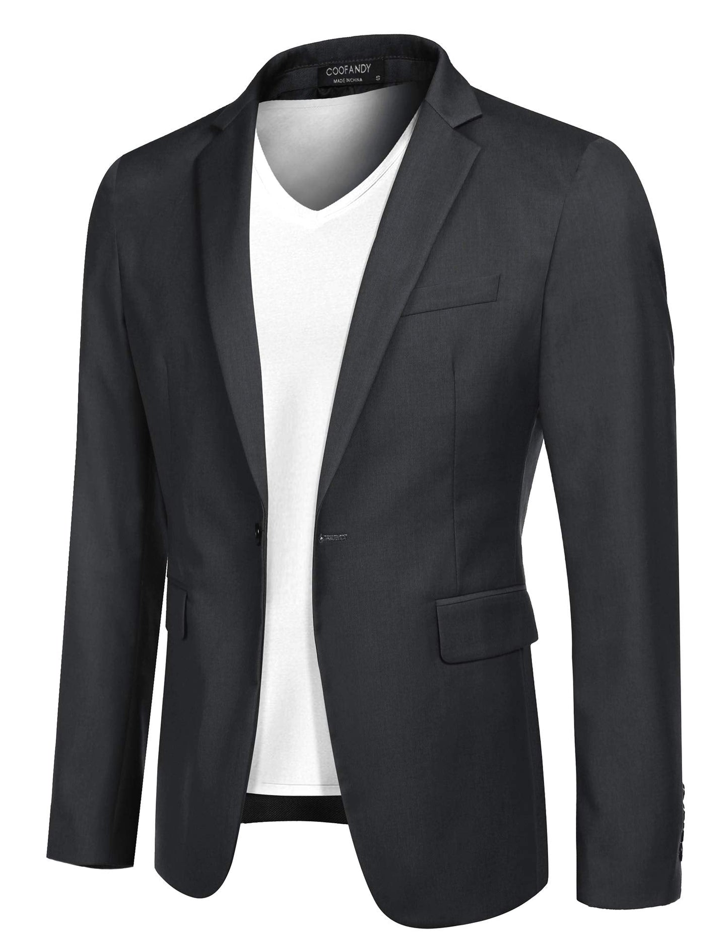 COOFANDY Mens Sports Coat Slim Fit Casual One Button Blazer Business Jacket Suit (Dark Grey L) - Bella Blue Styles