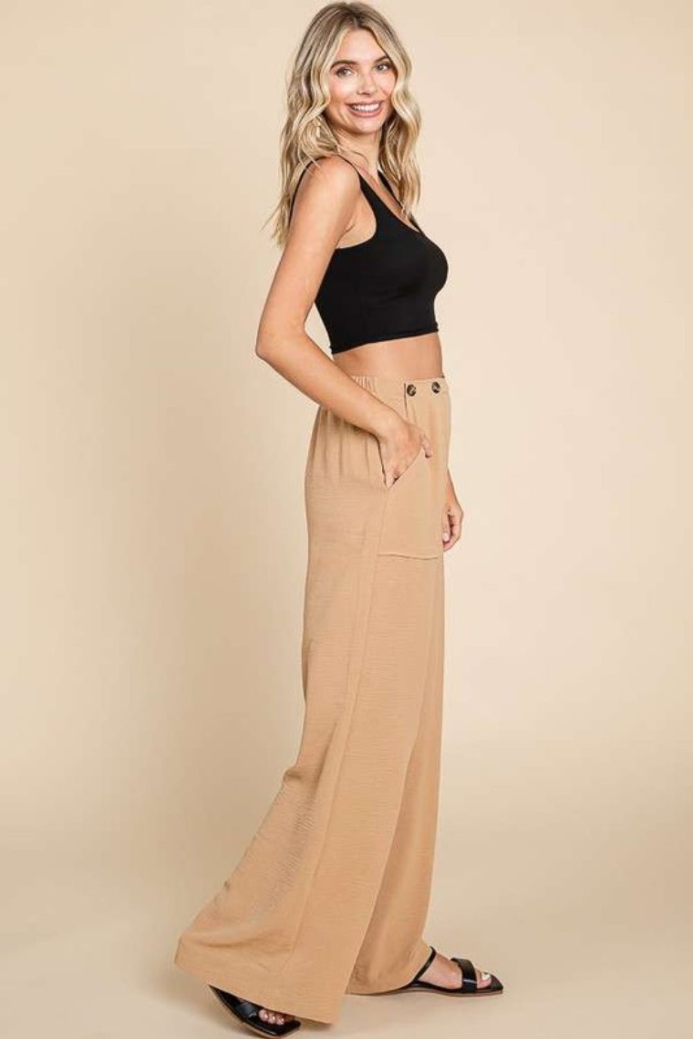 Culture Code Full Size High Waist Wide Leg Cargo Pants - Bella Blue Styles