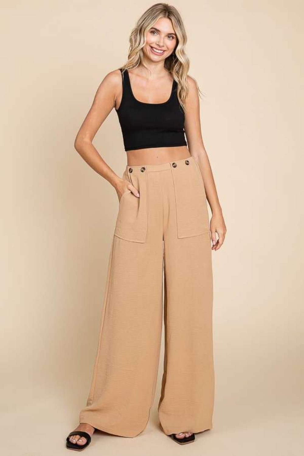 Culture Code Full Size High Waist Wide Leg Cargo Pants - Bella Blue Styles