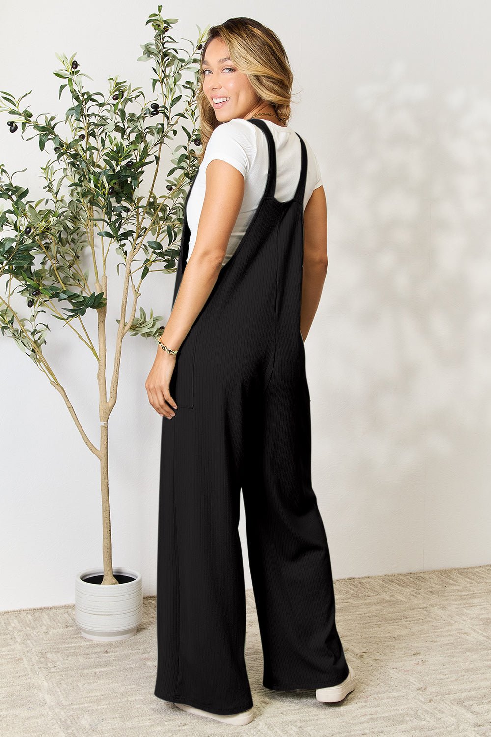 Double Take Wide Strap Overall with Pockets - Bella Blue Styles