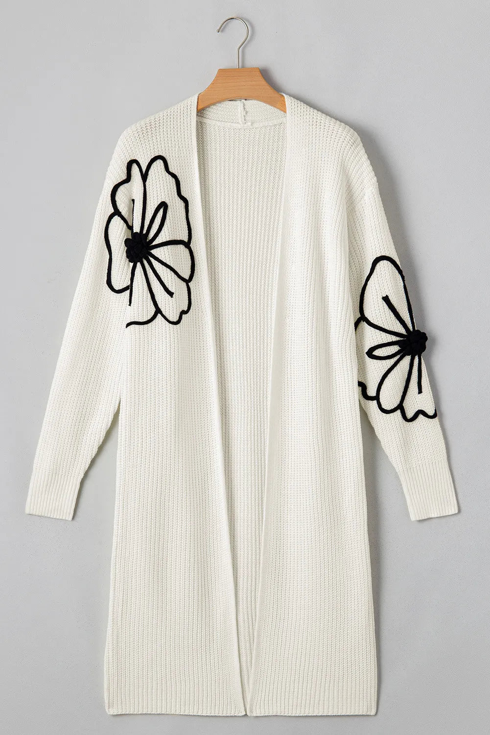 Flower Open Front Long Sleeve Cardigan