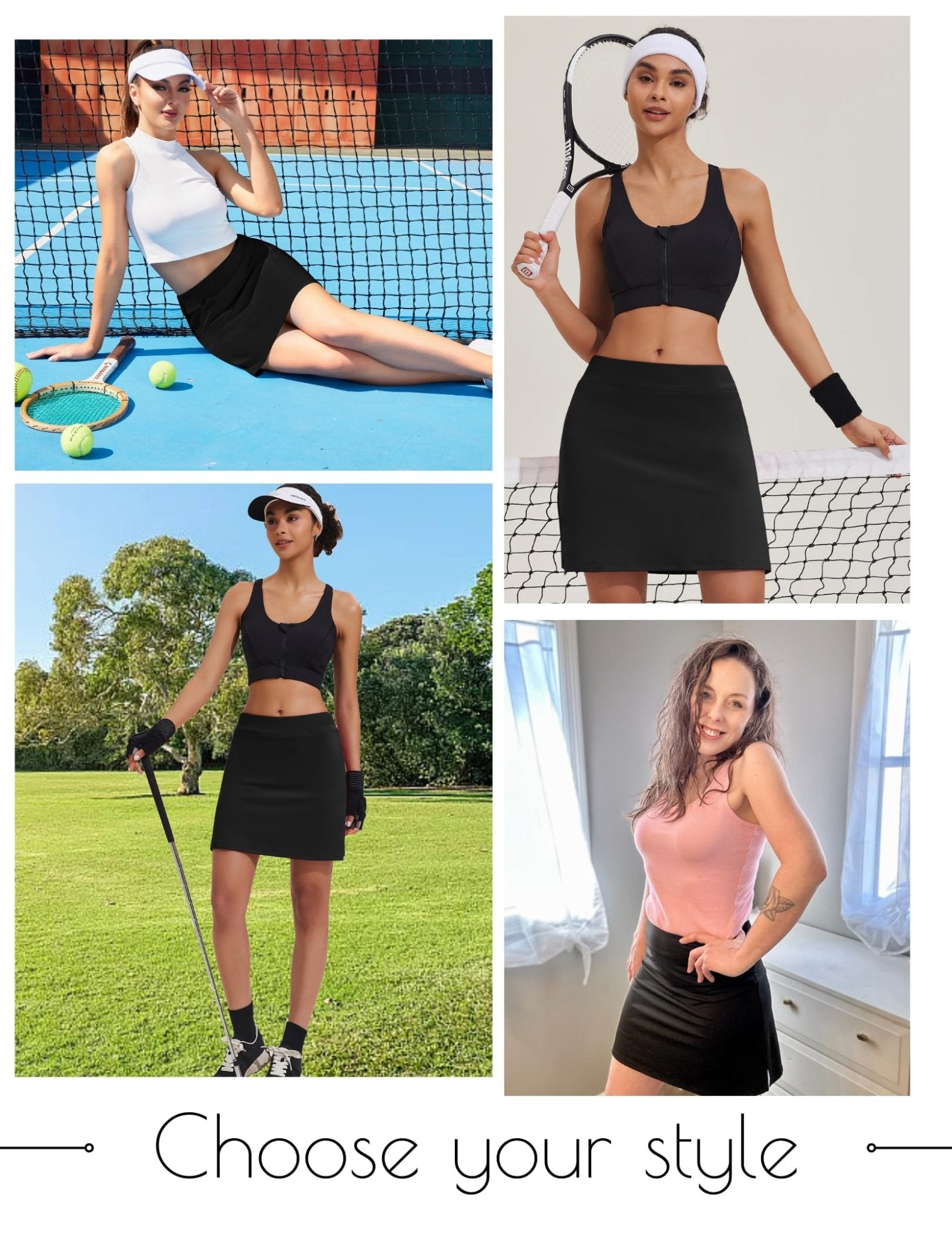 Ekouaer Golf Skort for Girls Comfy Active Athletic Skirt with Shorts Running Tennis Sport(FBA) Black - Bella Blue Styles