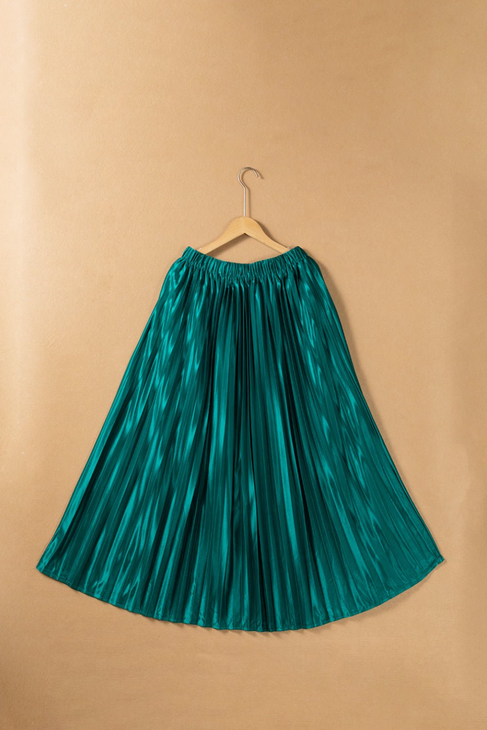 Elastic Waist Pleated Midi Skirt - Bella Blue Styles