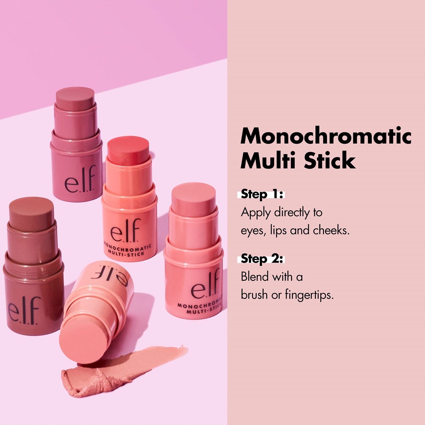 e.l.f. Monochromatic Multi Stick, Luxuriously Creamy & Blendable Color, For Eyes, Lips & Cheeks, Dazzling Peony, 0.17 oz (5 g) - Bella Blue Styles