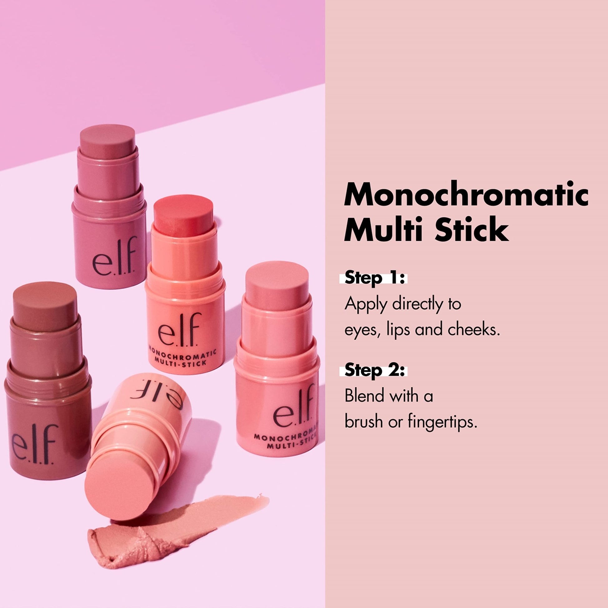 e.l.f. Monochromatic Multi Stick, Luxuriously Creamy & Blendable Color, For Eyes, Lips & Cheeks, Dazzling Peony, 0.17 oz (5 g) - Bella Blue Styles