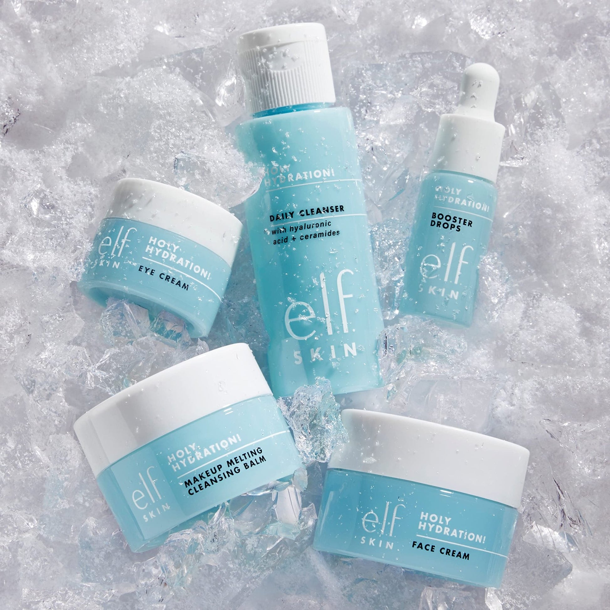 e.l.f. SKIN Hydrated Ever After Skincare Mini Kit, Cleanser, Makeup Remover, Moisturiser & Eye Cream For Hydrating Skin, Airplane - Friendly Sizes - Bella Blue Styles