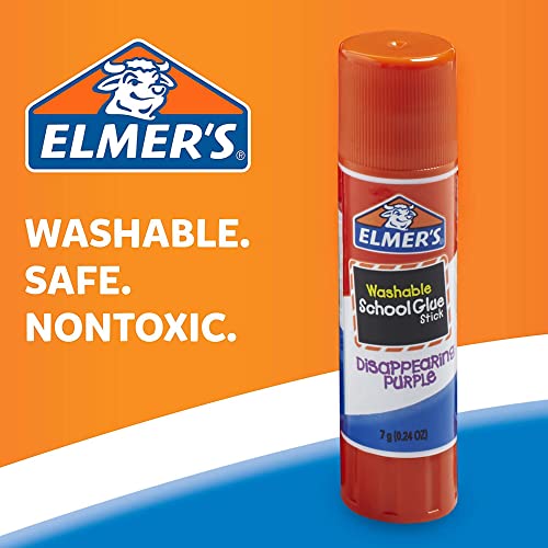 Elmer's Disappearing Purple School Glue Sticks, Washable, 7 Grams, 30 Count - Bella Blue Styles