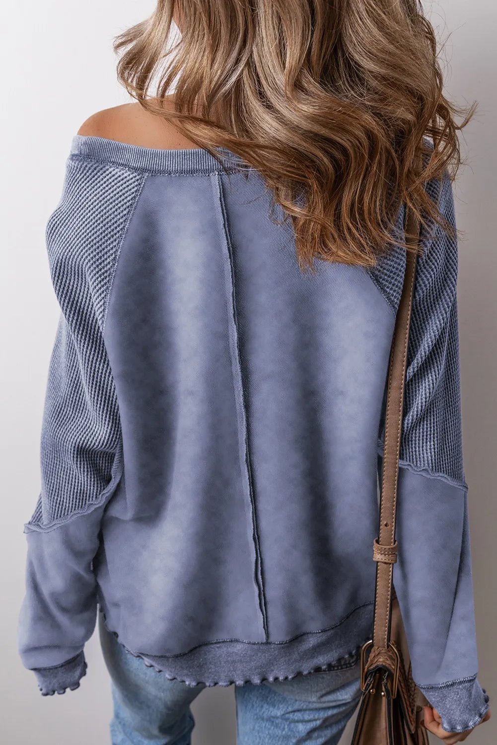 Exposed Seam Long Sleeve Sweatshirt - Bella Blue Styles