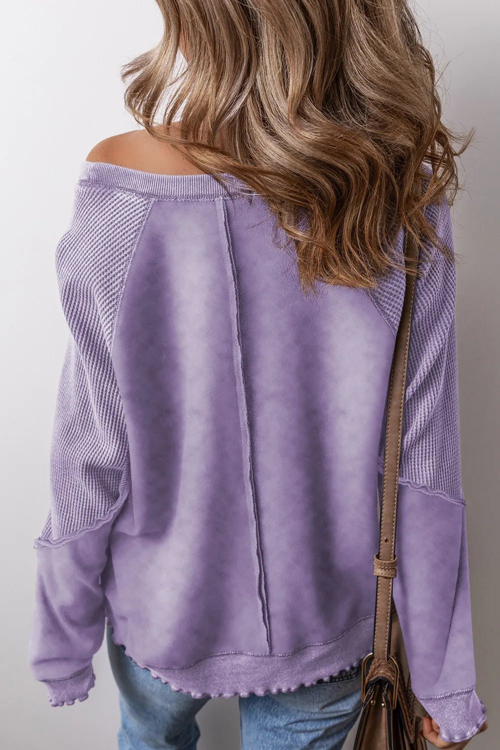 Exposed Seam Long Sleeve Sweatshirt - Bella Blue Styles