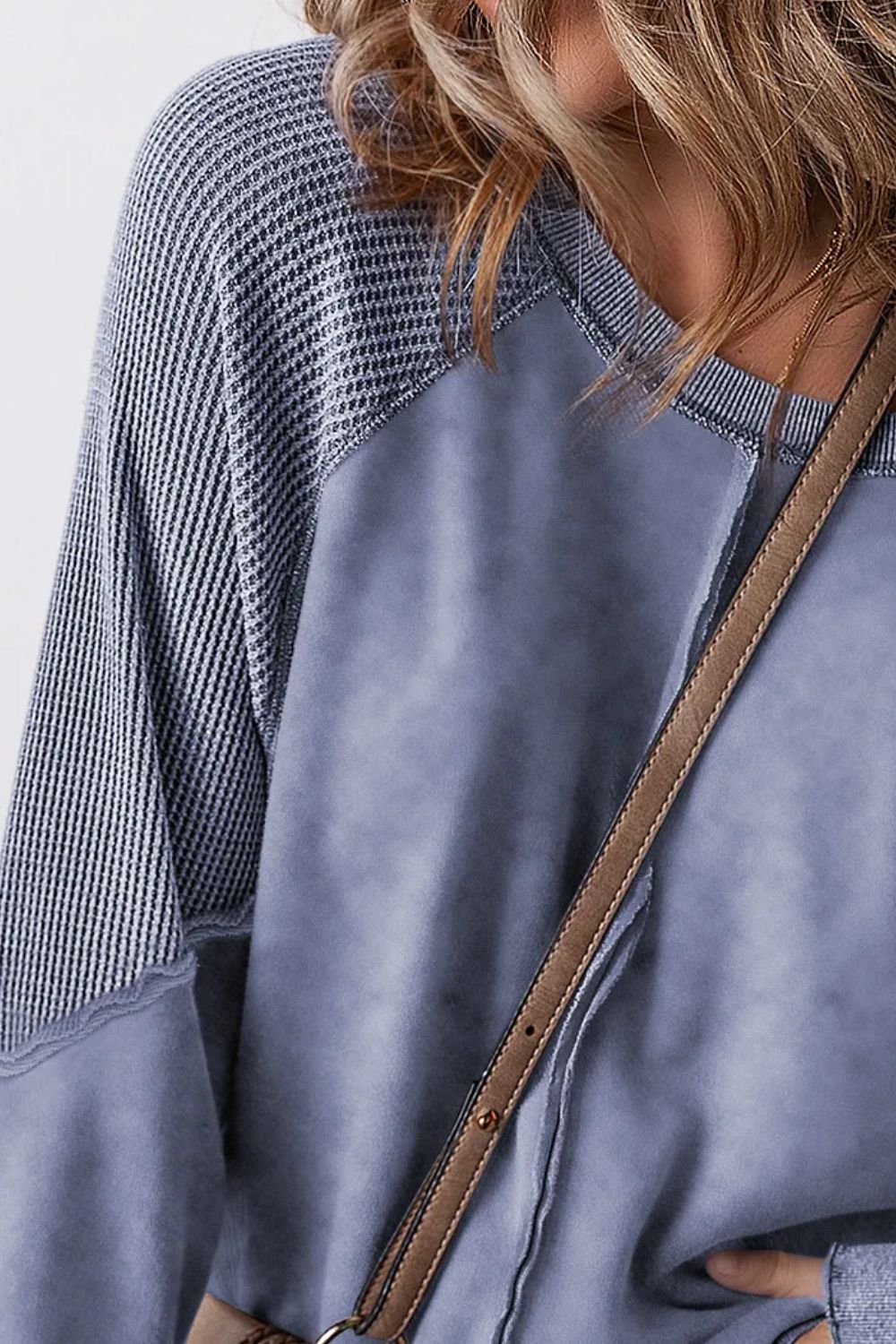 Exposed Seam Long Sleeve Sweatshirt - Bella Blue Styles