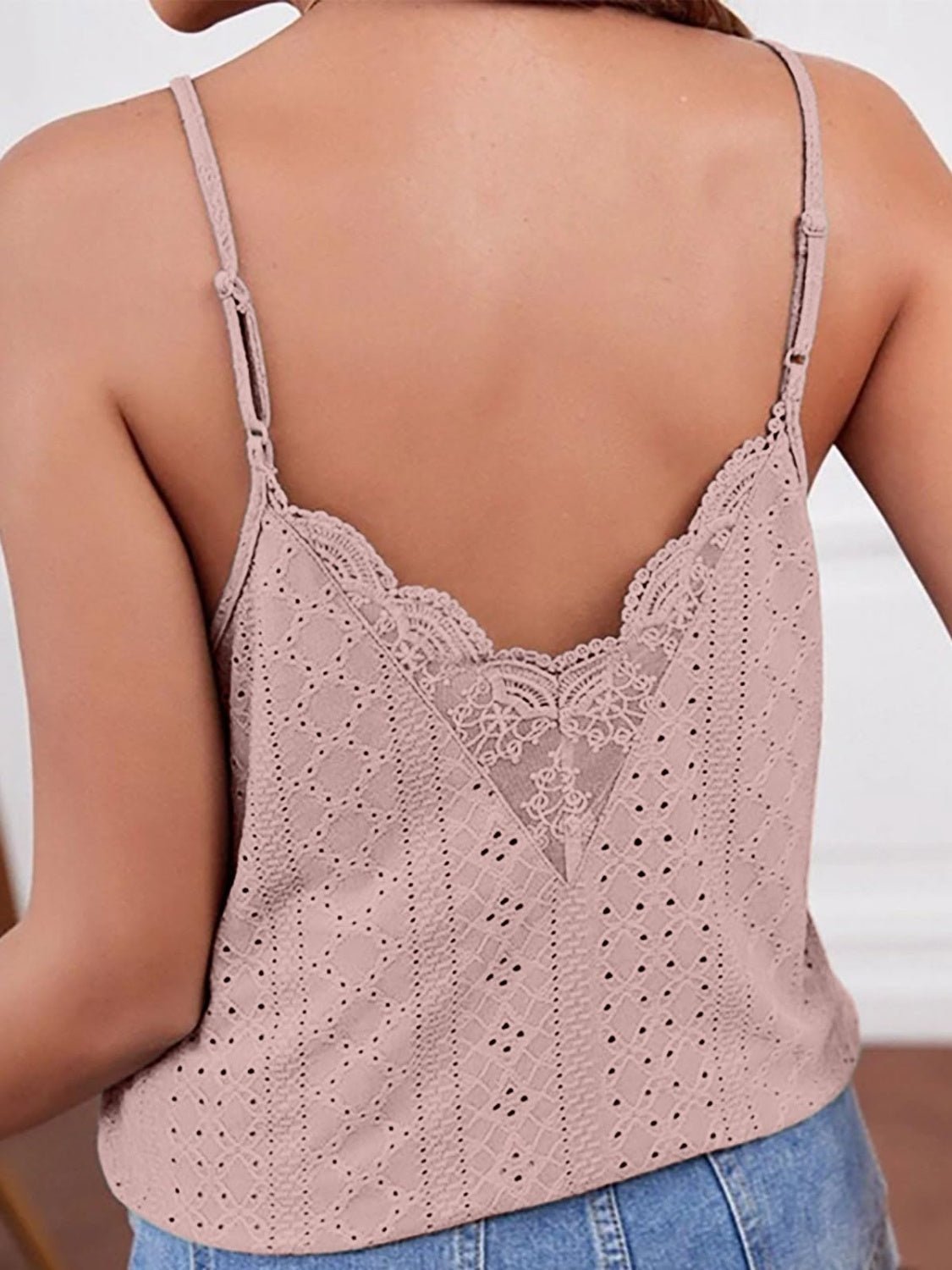 Eyelet Lace Detail V - Neck Cami - Bella Blue Styles