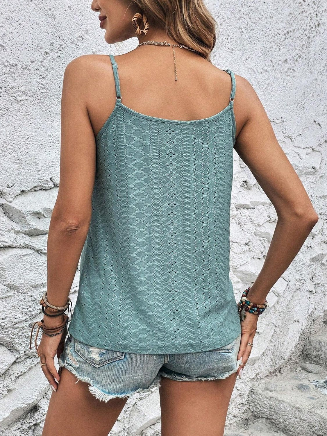 Eyelet V - Neck Cami - Bella Blue Styles