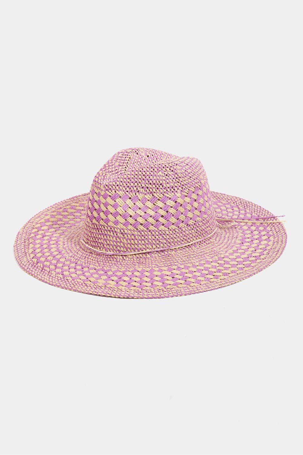 Fame Checkered Straw Weave Sun Hat - Bella Blue Styles