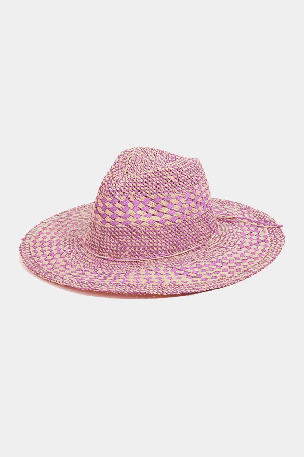 Fame Checkered Straw Weave Sun Hat - Bella Blue Styles