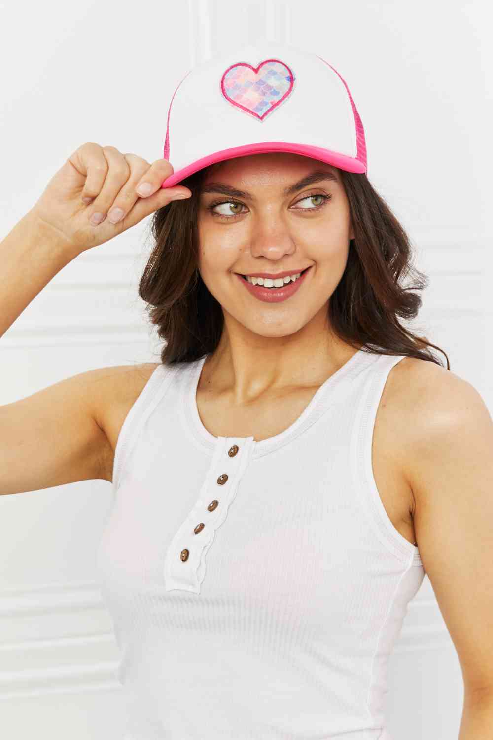 Fame Falling For You Trucker Hat in Pink - Bella Blue Styles