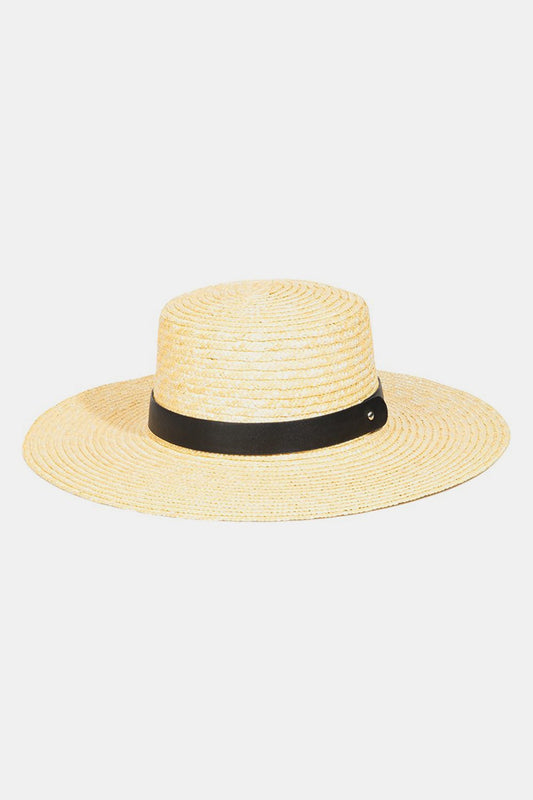 Fame Flat Brim Straw Weave Hat - Bella Blue Styles