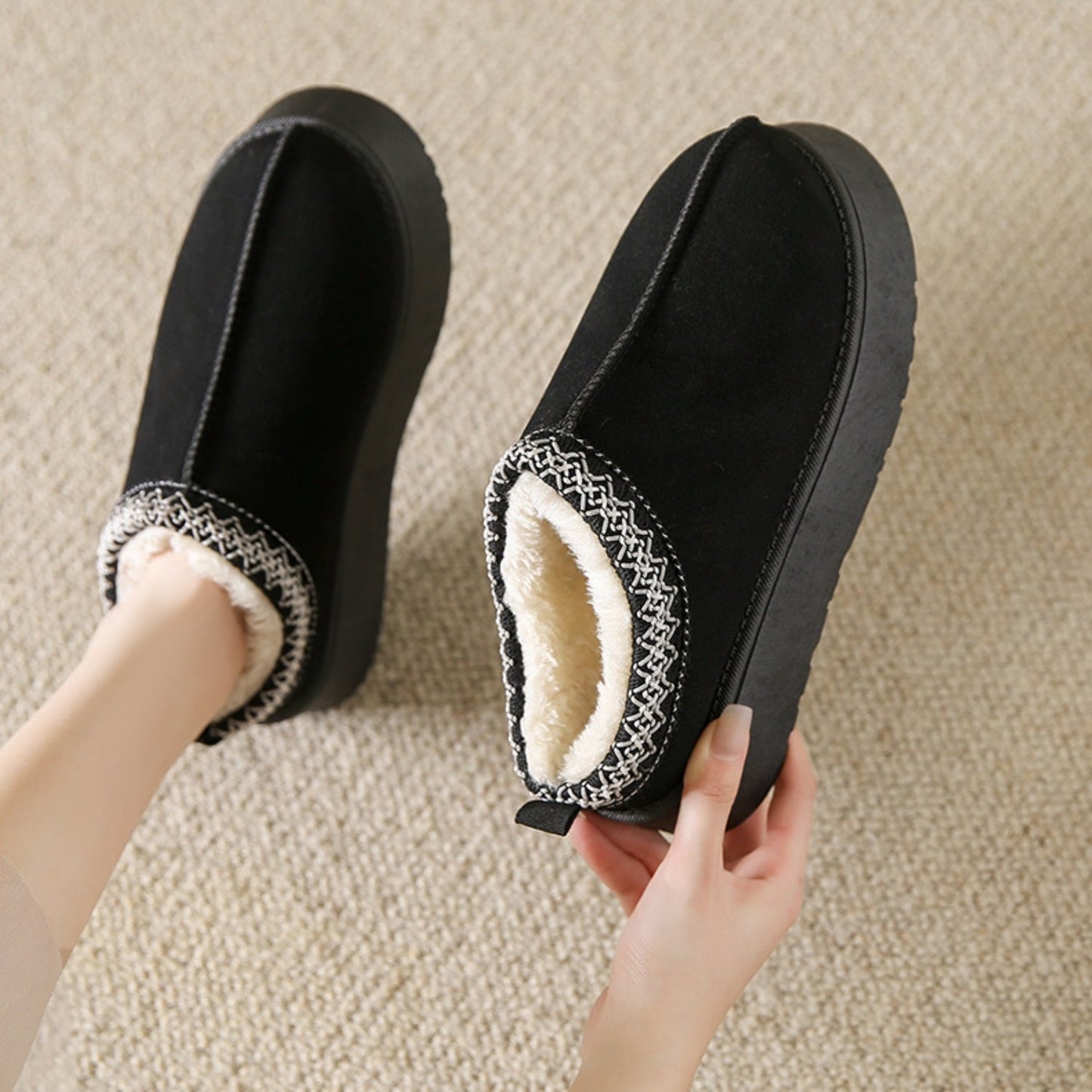 Faux Fur Center - Seam Slippers - Bella Blue Styles