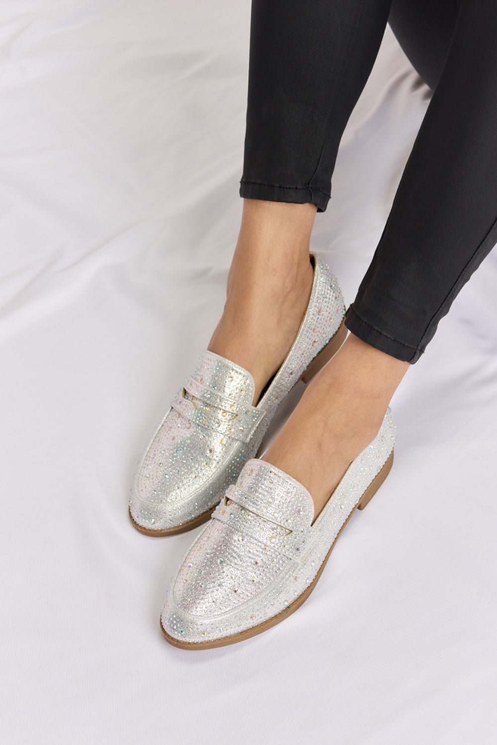 Forever Link Rhinestone Point Toe Loafers - Bella Blue Styles