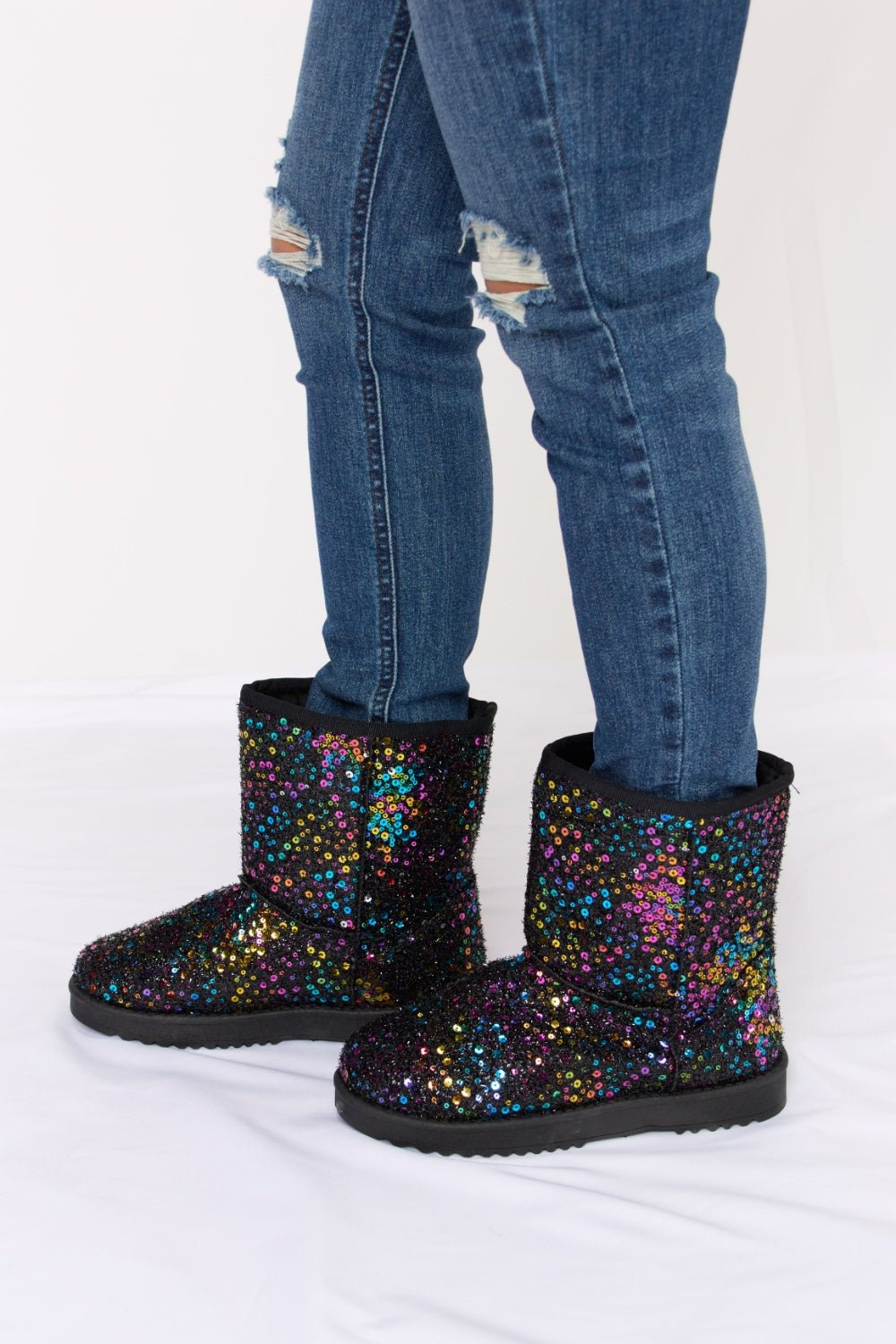 Forever Link Sequin Thermal Flat Boots - Bella Blue Styles