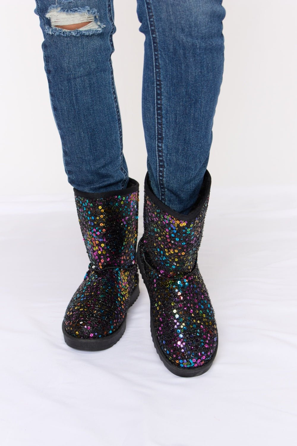 Forever Link Sequin Thermal Flat Boots - Bella Blue Styles