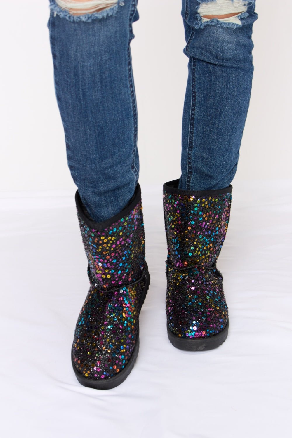 Forever Link Sequin Thermal Flat Boots - Bella Blue Styles