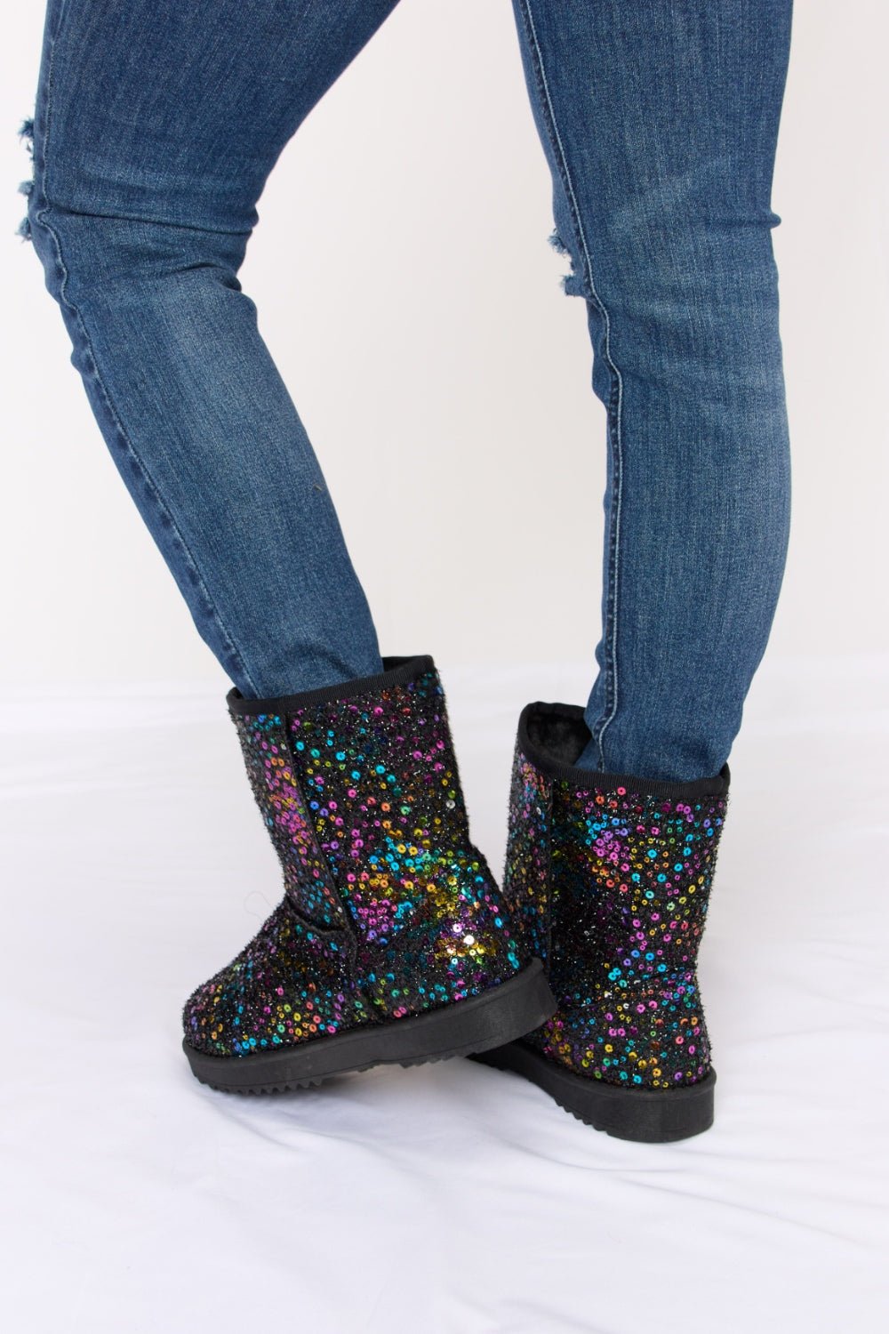 Forever Link Sequin Thermal Flat Boots - Bella Blue Styles