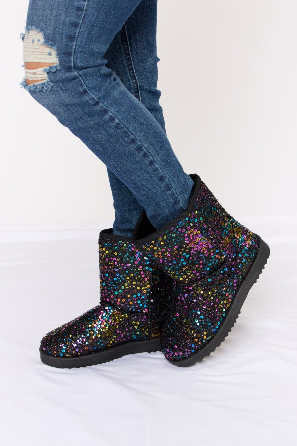 Forever Link Sequin Thermal Flat Boots - Bella Blue Styles