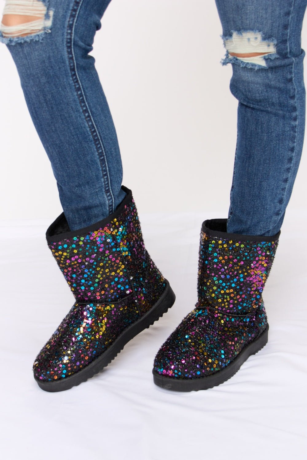 Forever Link Sequin Thermal Flat Boots - Bella Blue Styles