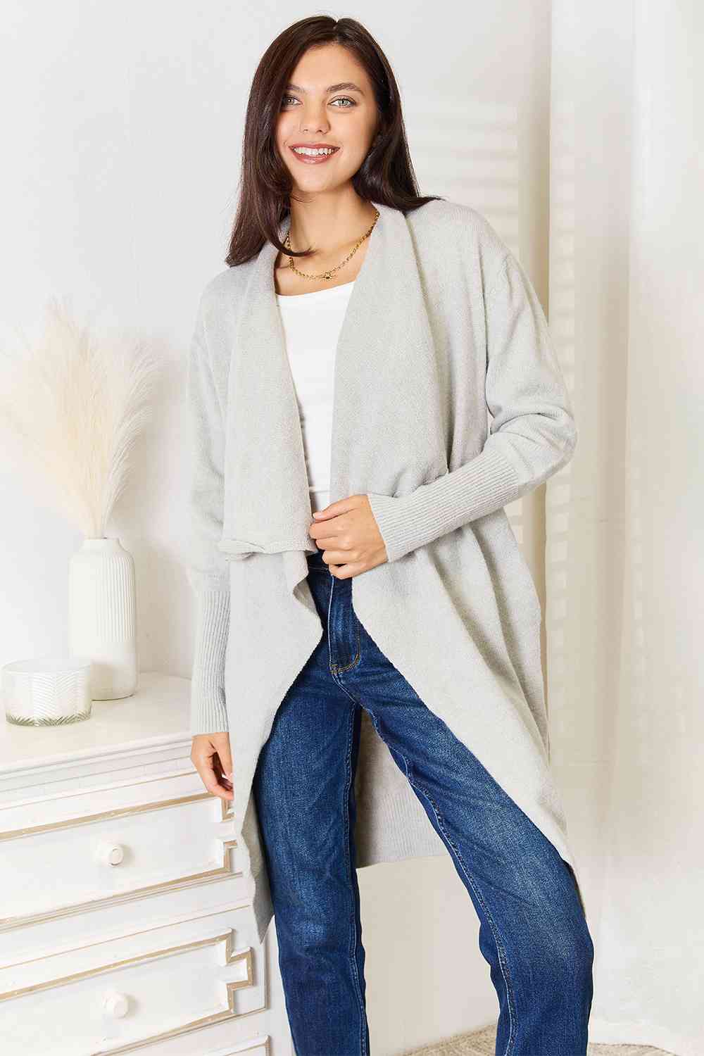 Genesis Open Front Duster Cardigan with Pockets - Bella Blue Styles