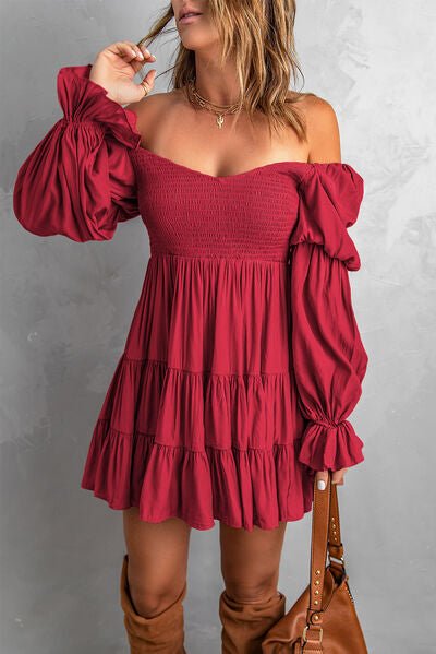 Giddy-up Off-Shoulder Mini Dress - Bella Blue Styles